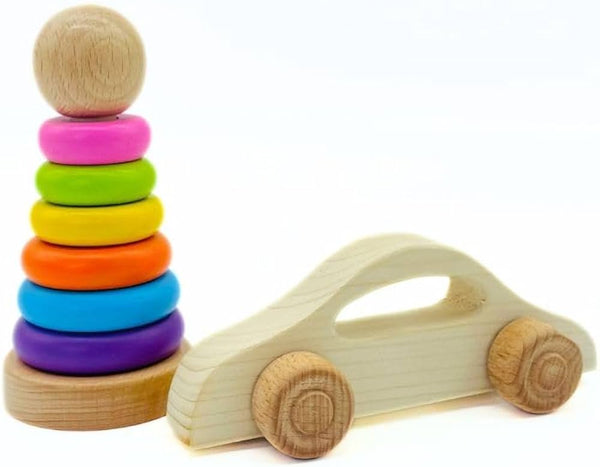 Baby Wooden Stacking Toy – Montessori Rainbow Rings